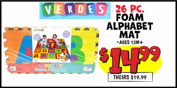 Foam Alphabet Mat: Our Price: $14.99, theirs: $19.99
