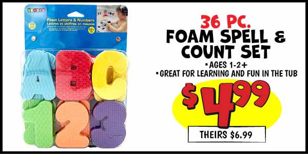 Foam Spell and Count Set: Our Price: $4.99, theirs: $6.99
