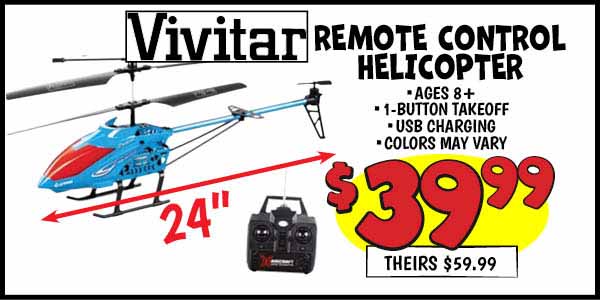 24 in. XL R/C Helicopter: Our Price: $39.99, theirs: $59.99