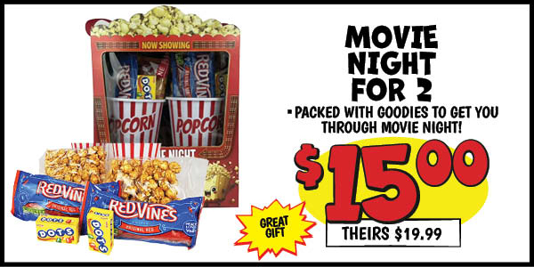 Movie Night for 2: Our Price: $15.00, theirs: $19.99