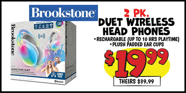 Brookstone Duet Wireless Headphones: Our Price: $19.99, theirs: $39.99