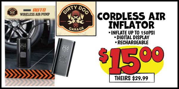 Cordless Air Inflator : Our Price: $15.00, theirs: $29.99