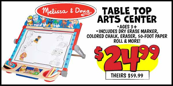 Paw Patrol Table Top Arts Center: Our Price: $24.99, theirs: $59.99