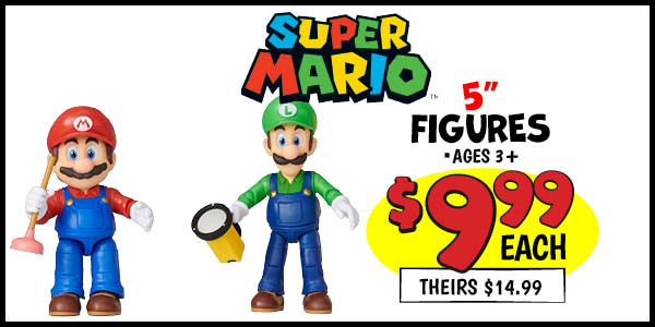 Super Mario 5 in. Figures: Our Price: $9.99, theirs: $14.99