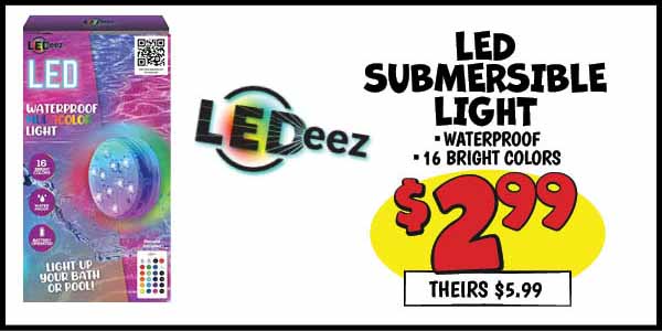 LED Submersible Light: Our Price: $2.99, theirs: $5.99