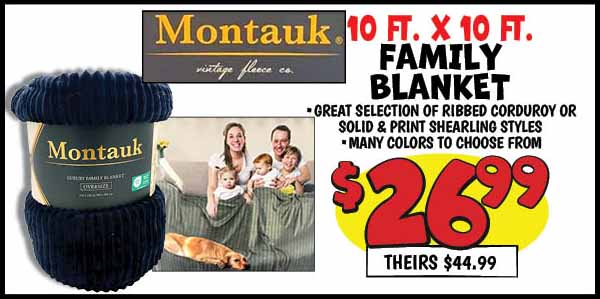 10ftX10 ft. Family Blanket :Our Price: $26.99, theirs: $44.99