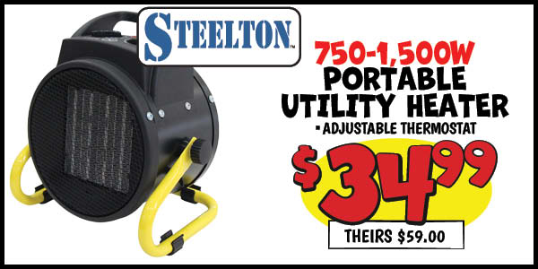Portable Utility Heater: Our Price: $34.99, theirs: $59.0