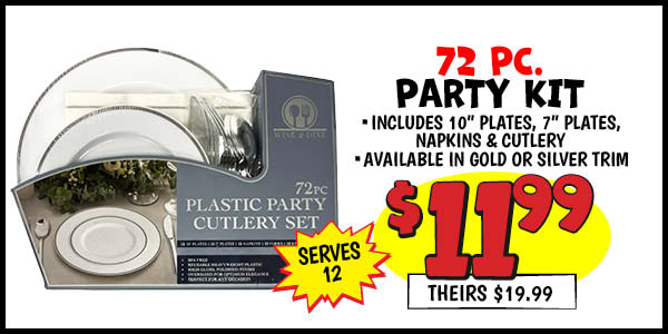 Party Kit: Our Price: $11.99, theirs: $19.99