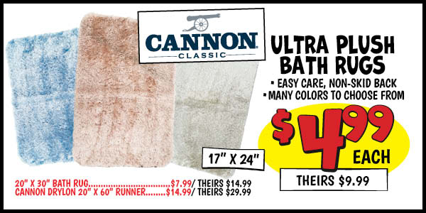 Ultra Plush Bath Rugs: Our Price: $4.99, theirs: $9.99