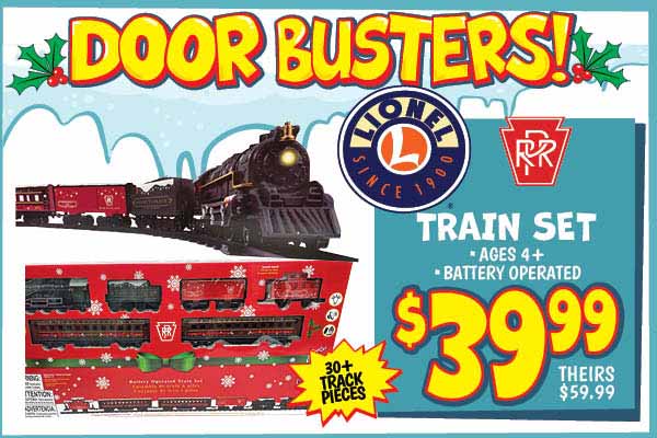 Train Set: Our Price: $39.99, theirs: $59.99