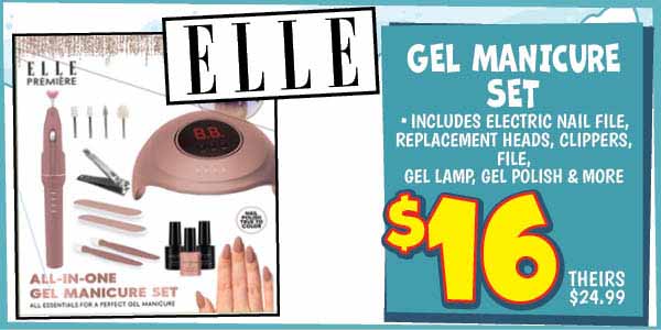Elle Gel Manicure Set: Our Price: $16.00, theirs: $24.99