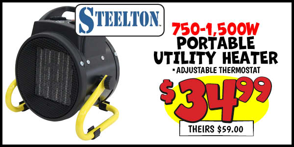Portable Utility Heater: Our Price: $34.99, theirs: $59.00
