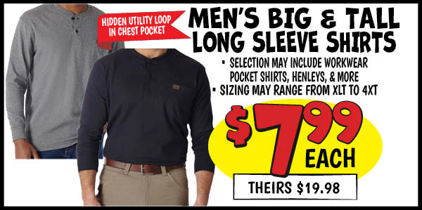 Men's Big and Tall Western Wear Wovens: Our Price: $7.99, theirs: $19.98