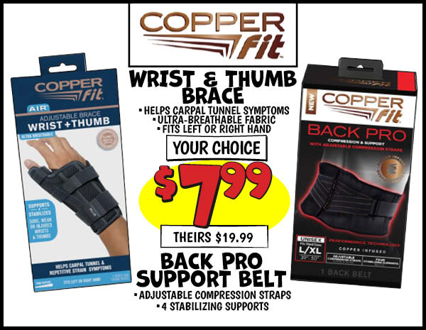 Copper Fit Wrist and Thumb Brace: Our Price: $7.99, theirs: $19.99