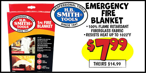 Emergency Fire Blanket: Our Price: $7.99, theirs: $14.99