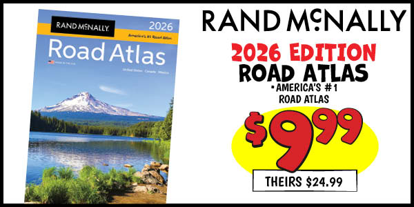 RAND McNALLY 2026 ROAD ATLAS: Our Price: $9.99, theirs: $24.99