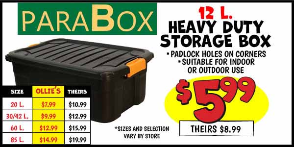 Heavy Duty Storage Box: Our Price: $5.99, theirs: $8.99