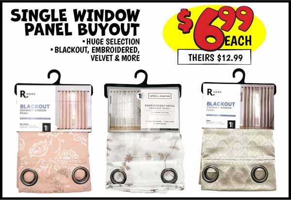 Single Window Panel Buyout: Our Price: $6.99, theirs: $12.99