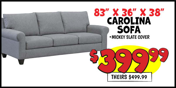 Carolina Sofa: Our Price: $399.99, theirs: $499.99