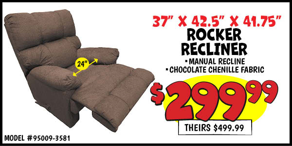 Recliner: Our Price: $299.99, theirs: $499.99
