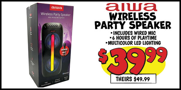 Wireless Party Speaker: Our Price: $39.99, theirs: $49.99