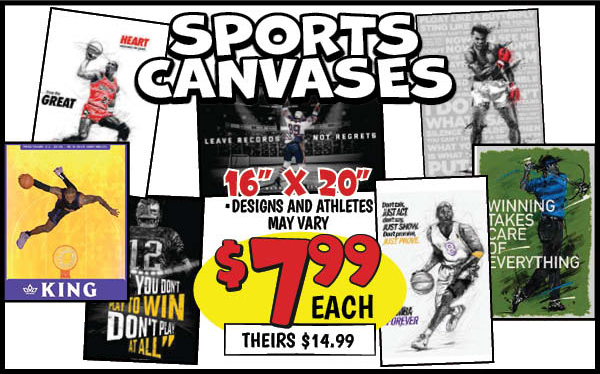 16x20 Sports Canvas: Our Price: $7.99, theirs: $14.99