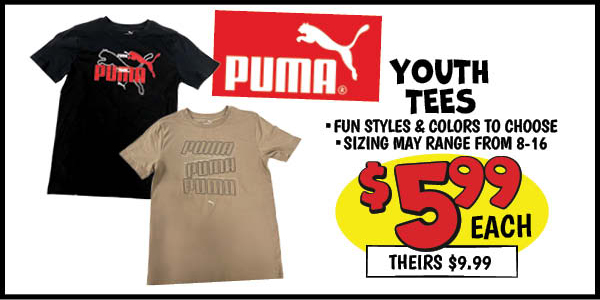 Youth Tees: Our Price: $5.99, theirs: $9.99
