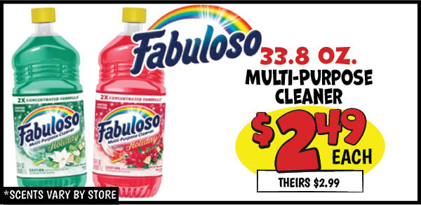 33.8 oz. Multi-Purpose Cleaner: Our Price: $2.49, theirs: $2.99