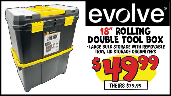 Evolve 18 Rolling Double Tool box: Our Price: $49.99, theirs: $79.99