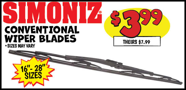 Simoniz Conventional Wiper Blades : Our Price: $3.99, theirs: $7.99