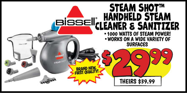 Bissell Steam Shot™ Handheld Steam Cleaner and Sanitizer: Our Price: $29.99, theirs: $39.99