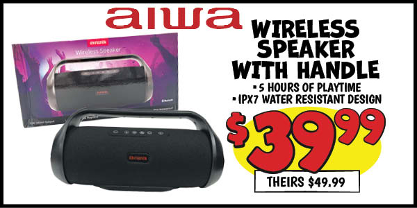 Wireless Speaker w/Handle: Our Price: $39.99, theirs: $49.99