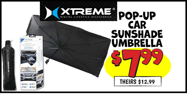 Pop-Up Car Sunshade Umbrella: Our Price: $7.99, theirs: $12.99