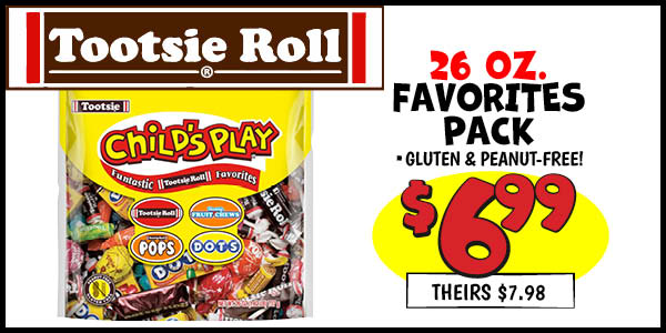 Tootsie Roll Favorites Pack : Our Price: $6.99, theirs: $7.98