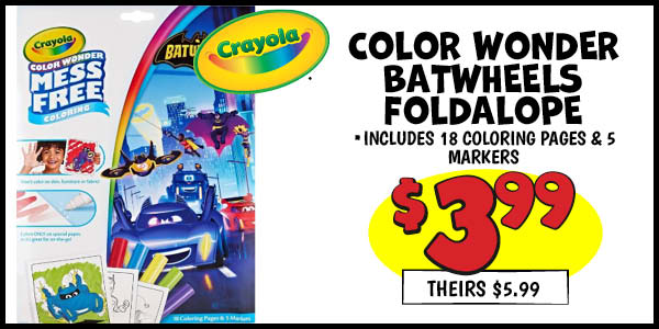 Color Wonder Batwheels Foldalope: Our Price: $3.99, theirs: $5.99