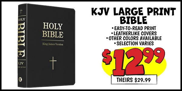 KJV LARGE PRINT BIBLE: Our Price: $12.99, theirs: $29.99