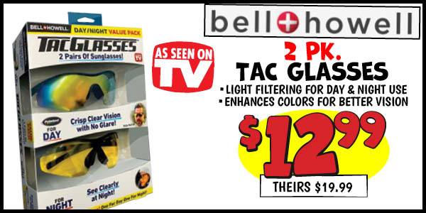 2 pk. Tac Glasses: Our Price: $12.99, theirs: $19.99