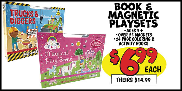 Book and Magnetic Playset: Our Price: $6.99, theirs: $14.99