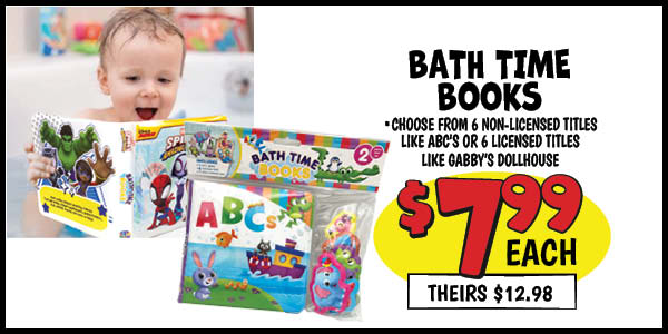 Bath Time Books: Our Price: $7.99, theirs: $12.98