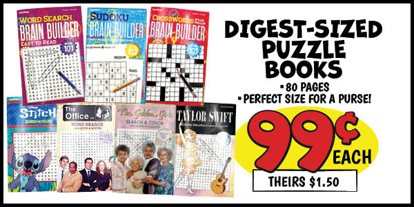 Digest-Sized Puzzle Books: Our Price: $0.99, theirs: $1.5