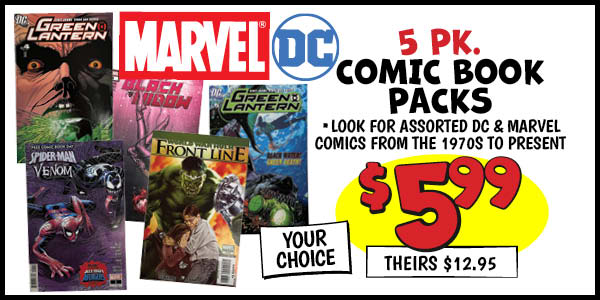 COMIC BOOK PACKS: Our Price: $5.99, theirs: $12.95