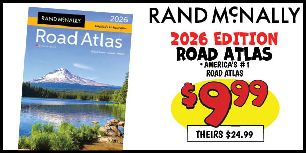 RAND McNALLY 2026 ROAD ATLAS: Our Price: $9.99, theirs: $24.99