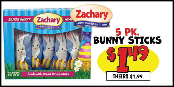 Bunny Sticks : Our Price: $1.49, theirs: $1.99