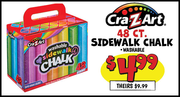 48 Ct. Triangle Sidewalk Chalk: Our Price: $4.99, theirs: $9.99