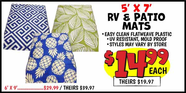 RV and Patio Mats: Our Price: $14.99, theirs: $19.97