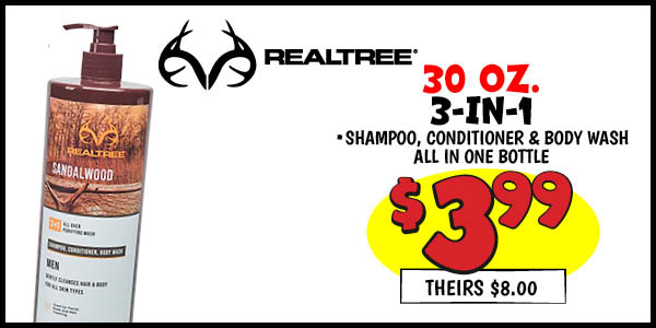 Real tree 3-in-1: Our Price: $3.99, theirs: $8.00