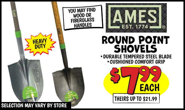 Ames shovel: Our Price: $7.99, theirs: $21.99