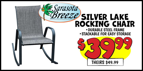 Silverlake rocking chiar: Our Price: $39.99, theirs: $49.99