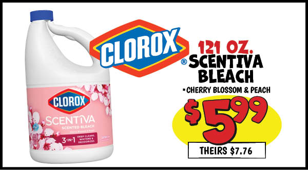 121 oz. bleach: Our Price: $5.99, theirs: $7.76