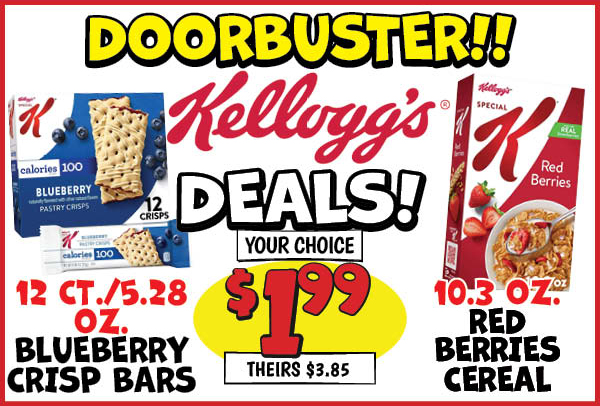 12 ct. 5.28 oz. kellogg's special k blueberry crisp bars: Our Price: $1.99, theirs: $2.99